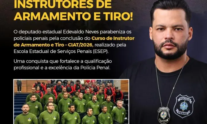 Edevaldo Neves parabeniza policiais penais pela conclusão do Curso de Instrutor de Armamento e Tiro em Rondônia